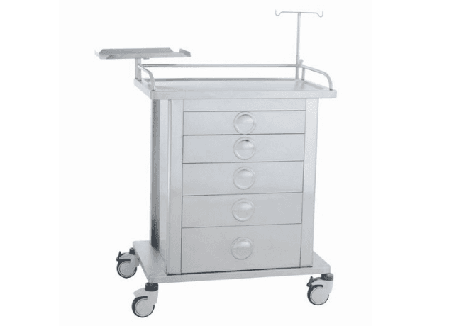 Optium INOXY 237 Emergency Cart, Stainless Steel