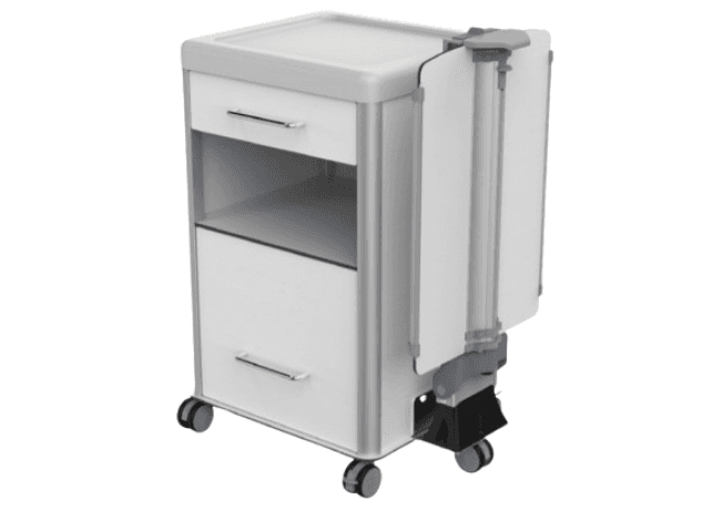 Optium OCB 26 Bedside Cabinet with Overbed Table Combined, Aluminum