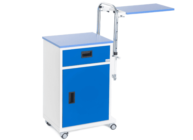 Optium OCB 46 Bedside Cabinet with Overbed Table, Metal